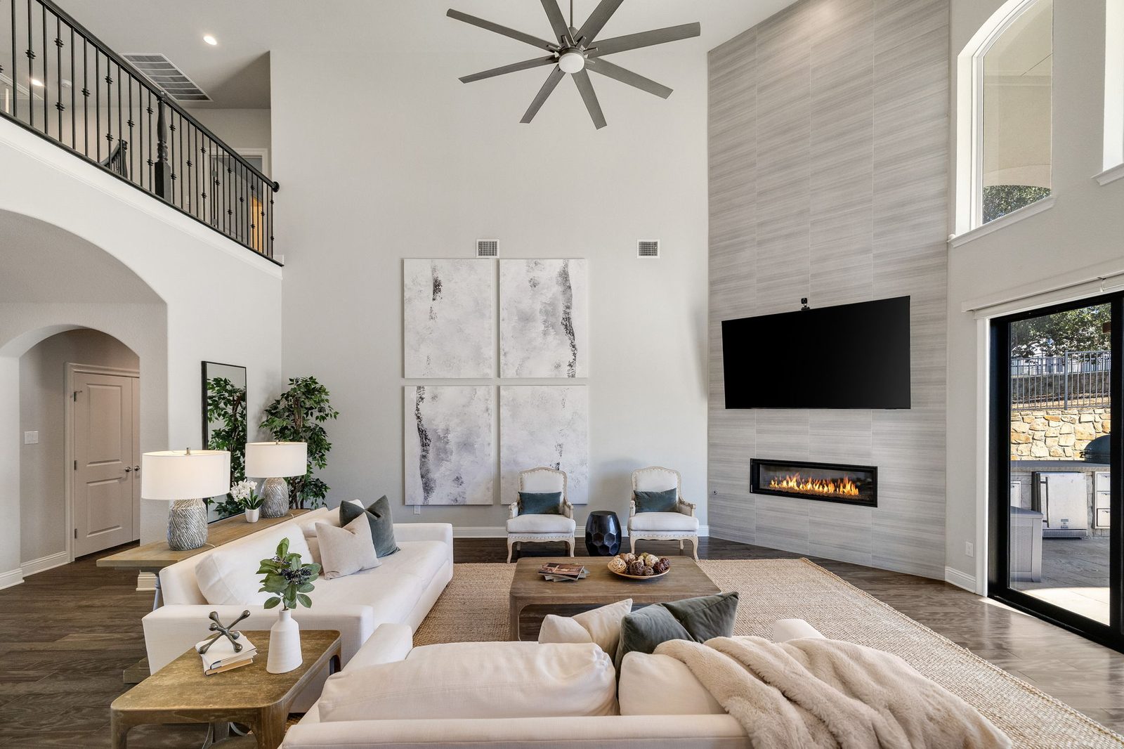 Thoughtfully designed two-story living room